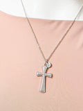 Large Silver Cross Stainless Steel Pendant Necklace – Christian Faith Gift Jewelry, N6861