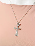 Large Silver Cross Stainless Steel Pendant Necklace – Christian Faith Gift Jewelry, N6861