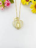 Gold Virgin Mary Lady of Guadalupe Cubic Zirconia Locket Necklace – Faith Gift Jewelry, N6865