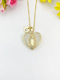 Gold Virgin Mary Lady of Guadalupe Cubic Zirconia Locket Necklace – Faith Gift Jewelry, N6865