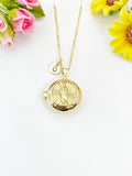 Gold Saint Jude Locket Necklace – Religious Faith Gift Jewelry, N6864