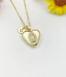 Gold Virgin Mary Lady of Guadalupe Cubic Zirconia Locket Necklace – Faith Gift Jewelry, N6862