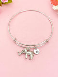 Silver Elephant Bracelet, Personalized Customized Monogram Jewelry, N1098