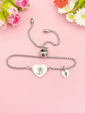 Crocus Flower Heart Charm Silver or Gold Bracelet – Dainty Spring Gift Jewelry, N647