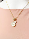 Gold Mama Cubic Zirconia Shell Pendant Necklace – Dainty Mother Gift Jewelry, N6869