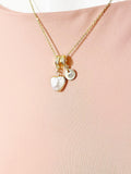 Gold Baroque Natural Keshi Pearl Heart Pendant Necklace – Dainty Organic Gift Jewelry, N6870