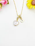 Gold Baroque Natural Keshi Pearl Heart Pendant Necklace – Dainty Organic Gift Jewelry, N6870