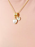 Gold Baroque Natural Keshi Pearl Heart Pendant Necklace – Dainty Organic Gift Jewelry, N6870