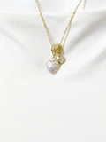 Gold Baroque Natural Keshi Pearl Heart Pendant Necklace – Dainty Organic Gift Jewelry, N6870