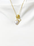 Gold Baroque Natural Keshi Pearl Heart Pendant Necklace – Dainty Organic Gift Jewelry, N6870