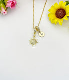 Gold Tiny Sun Sunburst Charm Necklace – Dainty Celestial Gift Jewelry, N6877