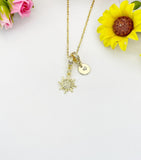 Gold Tiny Sun Sunburst Charm Necklace – Dainty Celestial Gift Jewelry, N6877