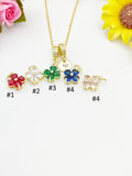Gold Green Emerald Clover Charm Necklace – Dainty Lucky Pendant Gift Jewelry, N6881