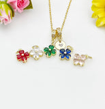 Gold Green Emerald Clover Charm Necklace – Dainty Lucky Pendant Gift Jewelry, N6881