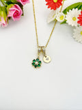 Gold Emerald Cubic Zirconia Flower Pearl Necklace – Dainty Floral Jewelry