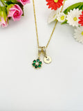 Gold Emerald Cubic Zirconia Flower Pearl Necklace – Dainty Floral Jewelry