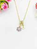 18K Gold Purple Flower Pearl Necklace – Cubic Zirconia Floral Jewelry