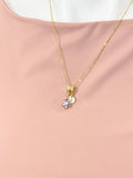 18K Gold Purple Flower Pearl Necklace – Cubic Zirconia Floral Jewelry
