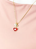 18K Gold Plated Red Cherry Cubic Zirconia Pendant Gold Necklace, Girlfriend, Birthdays Gift, N6928