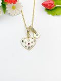 18K Gold Plated Heart Cubic Zirconia Enamel Pendant Gold Necklace, Girlfriend, Birthdays Gift, N6929