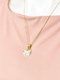 18K Gold Plated Heart Cubic Zirconia Enamel Pendant Gold Necklace, Girlfriend, Birthdays Gift, N6929