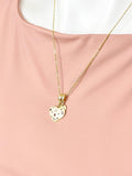 18K Gold Plated Heart Cubic Zirconia Enamel Pendant Gold Necklace, Girlfriend, Birthdays Gift, N6929