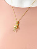 18K Gold Plated Jellyfish Pendant Necklace, Cubic Zirconia Charm, Ocean Beach Jewelry