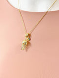 18K Gold Plated Jellyfish Cubic Zirconia Pendant Gold Necklace, Ocean Beach Sea Life Lover Gift, N6930