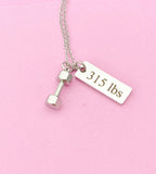Silver Dumbbell Weightlifting Charm Necklace, N6755A