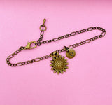 Bronze Sunflower Charm Necklace, N1573BR