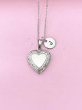 Silver Heart Locket Necklace, Stainless Steel Heart Locket Gift, Valentine Gift, Birthday Gift, Personized Initial Necklace, N5032