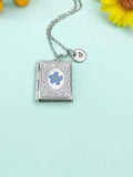 Forget Me Not Miniature Book Locket Silver Necklace, N2130S