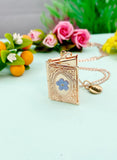 Forget Me Not Miniature Book Locket Necklace, N2130