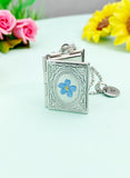 Forget Me Not Miniature Book Locket Silver Necklace, N2130S