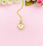 Gold Heart Locket Necklace, Initial Monogram, Personalized Jewelry, D392GA