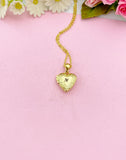 Gold Heart Locket Necklace, Initial Monogram, Personalized Jewelry, D392GA