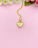 Gold Heart Locket Necklace, Initial Monogram, Personalized Jewelry, D392GA