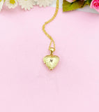 Gold Heart Locket Necklace, Initial Monogram, Personalized Jewelry, D392GA