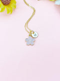 Sakura Cherry Blossom Necklace, Gold Flower Initial Charm, N4875