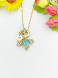 18K Gold Jellyfish Shell Crab Cubic Zirconia Charm Necklace, Ocean Gift Jewelry, N6887