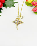 18K Gold Plated Abalone Paua Shell Manta Ray Charm Necklace, Sea Life Jewelry, N6893