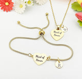 Heart Maid of Honor Necklace or Bracelet, Wedding Gift Jewelry for Bridal Party, D580M