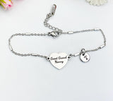 Grand Nanny Bracelet, Heart Charm, Personalized Initial