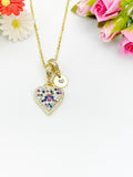 Gold Heart Colorful Cubic Zirconia Pendant Necklace – Anniversary Gift Jewelry, N6896