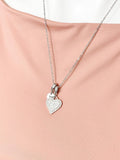 Silver Heart Clear Cubic Zirconia Pendant Necklace, Dainty Romantic Gift Jewelry, N6897