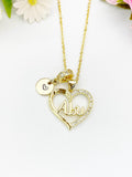 18K Gold Plated Abu Heart Cubic Zirconia Pendant Necklace, Family Gift Jewelry, N6899