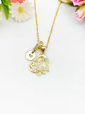 18K Gold Plated Mama Heart Cubic Zirconia Pendant Necklace, Mother Gift Jewelry, N6900