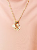 18K Gold Plated Mama Heart Cubic Zirconia Pendant Necklace, Mother Gift Jewelry, N6900
