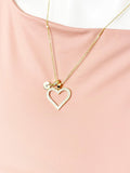 18K Gold Plated Heart Clear Cubic Zirconia Pendant Necklace, Dainty Anniversary Gift Jewelry N6901