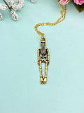 Gold Human Skeleton Charm Necklace – Dainty Anatomical Pendant Gift Jewelry, N449C
